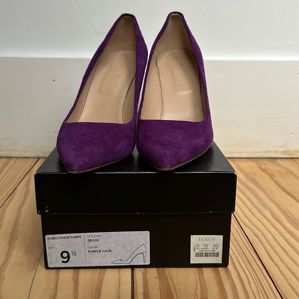 JCrew purple suede pumps